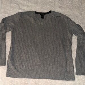 Calvin Klein Jeans Men’s Gray Ribbed V-Neck Sweater